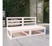 vidaXL Canapé à 2 places de jardin Blanc Bois de pin solide
