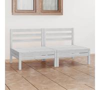 Vidaxl Canapé À 2 Places De Jardin Blanc Bois De Pin Solide