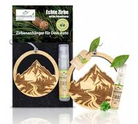 [Bois de pin véritable] Arbre parfumé « Montagne » / Pendentif en pin / Désodorisant de voiture [avec 5 ml spray de pin biologique] Différents designs/motifs, pour voiture ou armoire Parfum naturel de
