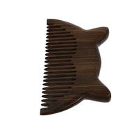 Bois de Santal Peigne Antistatique pour Massage du Cuir Chevelu | Noir, Sculpté à Main, Lignes Lisses et Forme Naturelle, pour Adultes Hommes et Femmes