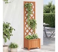 vidaXL Jardinière avec treillis 316426 – Bois de sapin massif, marron, 70x30x135 cm