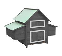 Bois de Sapin Massif Poulailler Gris et Blanc 150x96x110 cm Cage Poules vidaXL