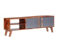 Bois de Sesham Massif Meuble TV Gris Armoire Basse Divertissement Salon vidaXL