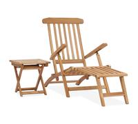 Bois de Teck Chaise Longue de Jardin avec Repose-pied et Table Transat vidaXL