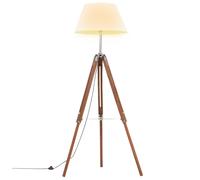 Lampadaire À Trépied Marron Miel Et Blanc Bois De Teck 141 Cm Vidaxl Vidaxl Blanc