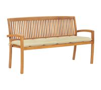 Bois de Teck Massif Banc de Jardin Empilable et Coussin 159 cm Cour vidaXL
