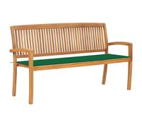 Bois de Teck Massif Banc de Jardin Empilable et Coussin 159 cm Terrasse vidaXL