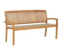 Bois de Teck Massif Banc de Jardin Empilable et Coussin 159 cm Terrasse vidaXL