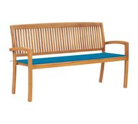 Bois de Teck Massif Banc de Jardin Empilable et Coussin 159 cm Terrasse vidaXL