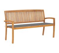 Bois de Teck Massif Banc de Jardin Empilable et Coussin 159 cm Terrasse vidaXL