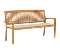 Banc de jardin empilable et coussin 159 cm Bois de teck massif