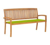 Bois de Teck Massif Banc de Jardin Empilable et Coussin 159 cm Terrasse vidaXL