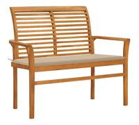 Bois de Teck Massif Banc de Jardin et Coussin Bleu Royal 112 cm Patio vidaXL