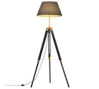 Vloerlamp driepoot 141 cm massief teakhout zwart en goudkleurig288076