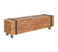 Bois de Teck Massif Meuble TV 110x30x32,5 cm Centre de Divertissement vidaXL