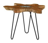 Bois de Teck Massif Table Basse 70x45 cm Polyrésine Table d'Appoint vidaXL