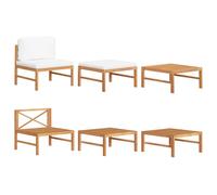 Bois de Teck Salon de Jardin 3 pcs avec Coussins Crème Mobilier Patio vidaXL