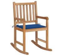 Bois de Teck Solide Chaise à Bascule avec Coussin Anthracite Fauteuil vidaXL