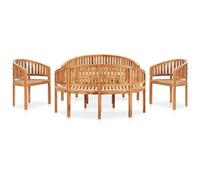 Vidaxl Salon De Jardin 5 Pcs En Forme De Banane Bois De Teck Solide