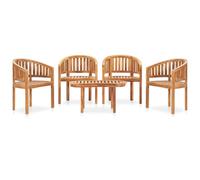 Vidaxl Salon De Jardin 5 Pcs En Forme De Banane Bois De Teck Solide