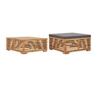 Bois de Teck Table et Repose-pied de Jardin et Coussin Gris Foncé Patio vidaXL