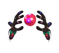 Bois de véhicule de Noël - Ensemble de décoration de voiture de renne, accessoire de nez LED, bois de fête imperméables, ornement de clochettes | kit de rennes pour camion SUV van vacances auto célébr