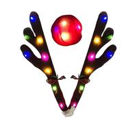 Bois de voiture pour Noël | Avec grelots mignons accessoires photo LED | Décoration de renne de Noël, pour la maison, les voyages quotidiens, les événements d'automne, les fêtes d'Halloween, les
