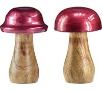 Bois Déco Champignons Rouge Brillant Ø6cm H10cm 2er Set Unique