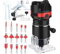 Bois Défonceuse Affleureuse Électrique 30000RPM 800W Routeur à Bois Électrique, 15 Fraises à Défoncer Queue de 1/4"", Pince 6.35mm