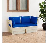 Bois d'Epicéa Canapé Palette à 2 Places de Jardin et Coussins Porche vidaXL