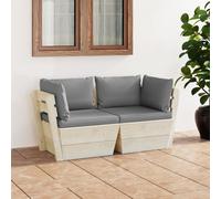 Bois d'Epicéa Canapé Palette à 2 Places de Jardin et Coussins Porche vidaXL