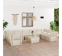 Vidaxl Salon De Jardin Palette 10 Pcs Bois D'épicéa Imprégné