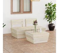 Salon de jardin - Bois - 120 x 60 cm - Design modulaire - 4 personnes - Charme rustique