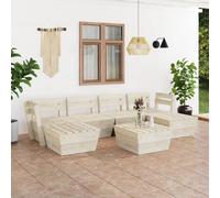 Vidaxl Salon De Jardin Palette 7 Pcs Bois D'épicéa Imprégné