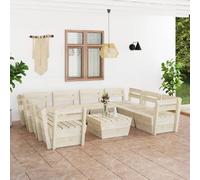 Vidaxl Salon De Jardin Palette 9 Pcs Bois D'épicéa Imprégné