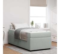 Bois Design Lattes Chambre Moderne Gris Clair 90 x 190 cm | Cadre de lit avec matelas tissu Gris clair 90x190 cm Lit simple une place Design moderne sommier à lattes