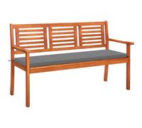Bois d'Eucalyptus Banc de Jardin 3 Places et Coussin 150 cm Patio vidaXL