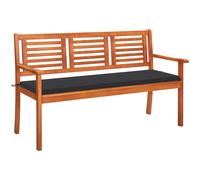 Bois d'Eucalyptus Banc de Jardin 3 Places et Coussin 150 cm Patio vidaXL
