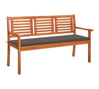 Bois d'Eucalyptus Banc de Jardin 3 Places et Coussin 150 cm Patio vidaXL