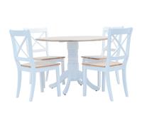 Bois d'Hévéa Ensemble de Salle à Manger 5 pcs Blanc et Marron Cuisine vidaXL