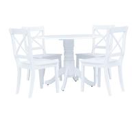 vidaXL Ensemble de Salle à Manger 5 pcs Salon de Jardin Table et Chaise Mobilier de Salle à Manger Dîner Cuisine Blanc Bois 276869