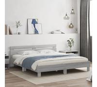 Bois d'ingénierie avec LED RVB chambre à coucher 200x200 cm Gris | Cadre de lit avec LED RGB bois ingénierie somona gris 200x200 cm sans matelas soutien dos lattes robustes