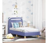 Bois d'ingénierie avec Rangement intégré Moderne Style épuré Bleu 70x140 cm | Cadre de lit pour tout-petit avec tête de rangement Bleu denim tissu, lit enfant 140x70 cm avec lattes, design moderne sans