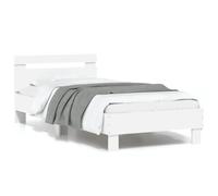 Bois d'ingénierie résistant avec têtes de lit LED RVB 90x190 cm Blanc