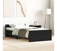 Bois d'ingénierie résistant soutien du dos Chêne noir 100x200 cm | Cadre de lit chêne noir 100x200 cm sans matelas sommier à lattes bois pin massif tête de lit avec rangement résistant chambre