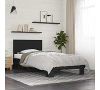 Bois d'ingénierie robuste Chambre à coucher soutien dorsal Noir 75x190 cm | Cadre de lit sans matelas noir 75x190 cm plateforme en bois et métal robuste avec tête de lit, sommier à lattes contreplaqué,
