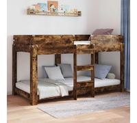Bois d'ingénierie robuste Chambre enfants design deux lits Chêne fumé | Lit Superposé Enfant Chêne Fumé 100x190cm Bois Massif Échelle Incluse Durable Étagère Rangement Chambre Ado