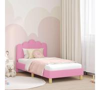 Bois d'ingénierie Robuste Design Moderne Chic 80x160 cm Rose | Cadre de lit enfant Rose 80x160cm avec tête de lit rangement et sommier à lattes, Bois ingénierie tissu, pour chambre fille