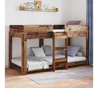 Bois d'ingénierie Robuste Moderne pour Chambre d'enfant Marron 100 x 200 cm | Lit Superposé Enfant Bois ancien 100x200cm Lit Mezzanine Double avec Échelle pour Chambre Garçon Fille, Cadre en Bois Massif