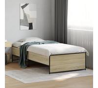 Bois d'ingénierie robuste Pieds en métal stable Cadre 75x190 cm Brun | Cadre de lit sans matelas chêne sonoma 75x190 cm sommier bois métal robuste chambre adulte enfant montage facile